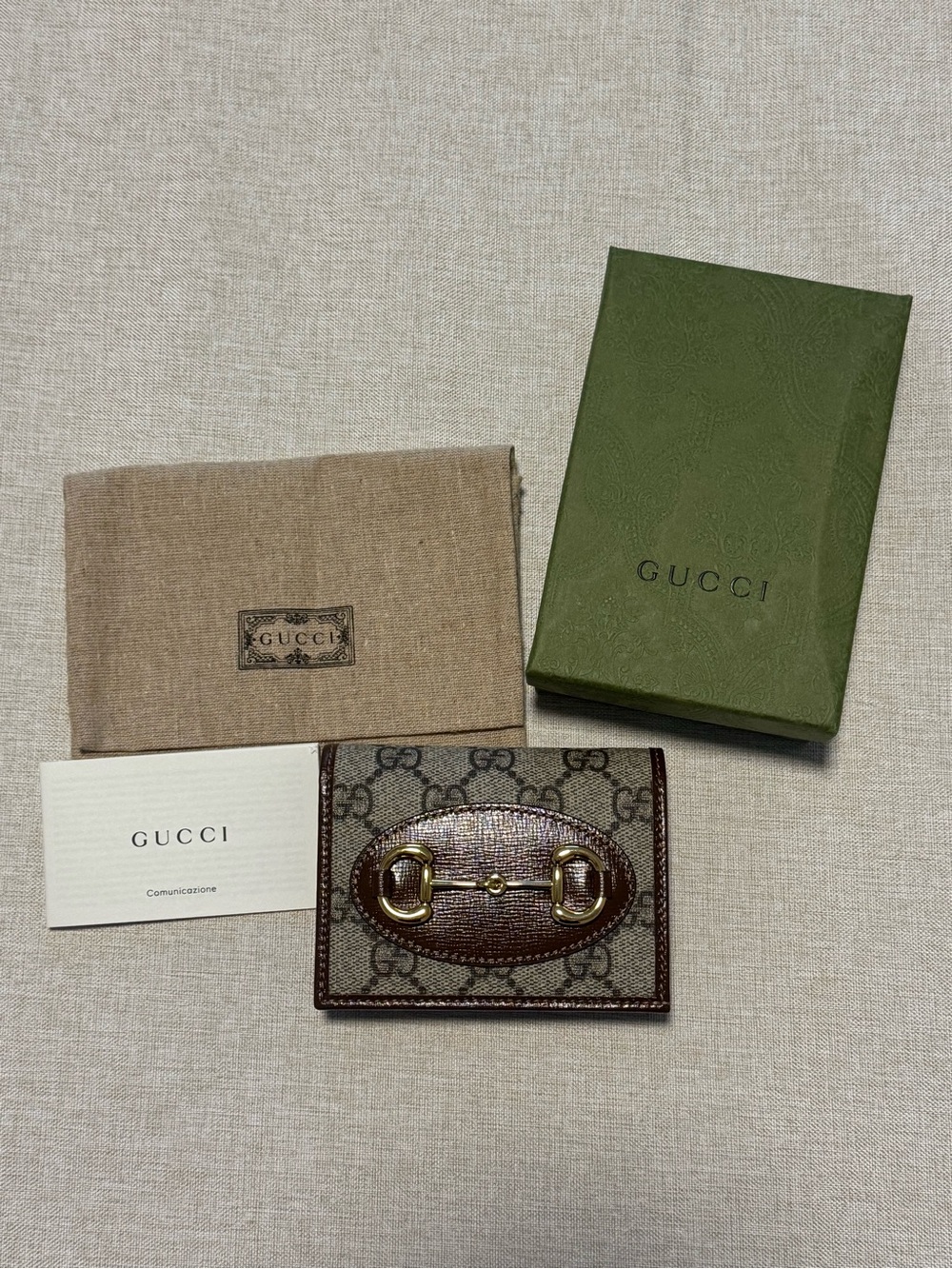 Gucci Horsebit 1955  Card Case wallet with Brown Leather & Gold Horsebit - Picture 1 of 14
